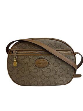 Celine Vintage Salki Pochette C Carriage Pattern Shoulder Bag Brown
